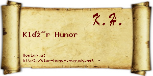 Klár Hunor névjegykártya